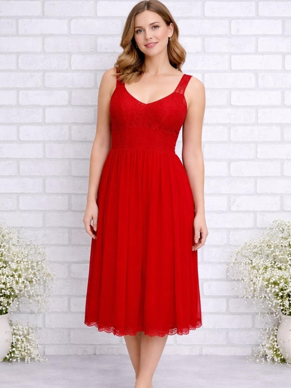 Vtg 1950’s Van Raalte “Petalskin” Lipstick Red Lace Nightgown Style 8735 Size 36